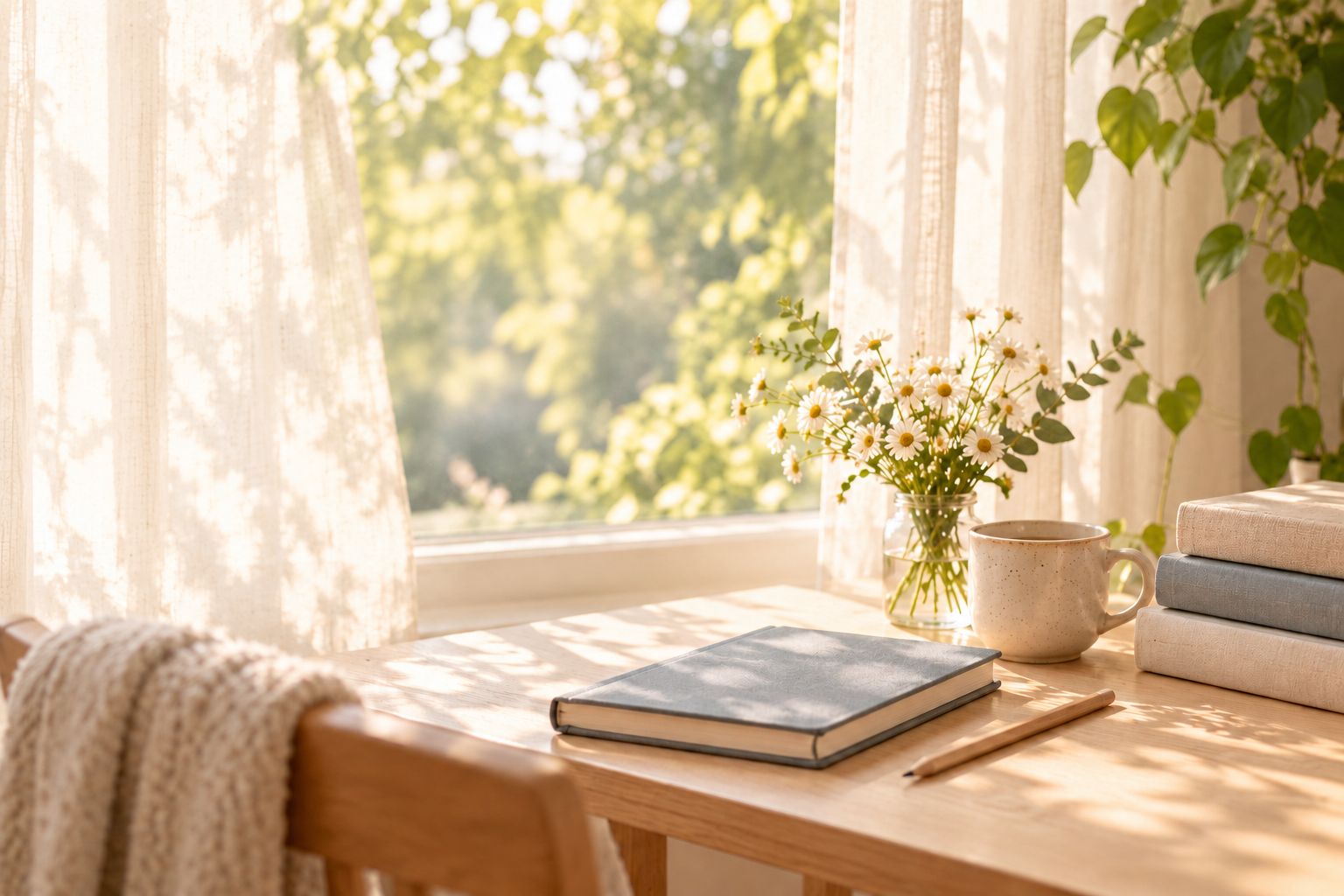 Serene Study Desk by the Window